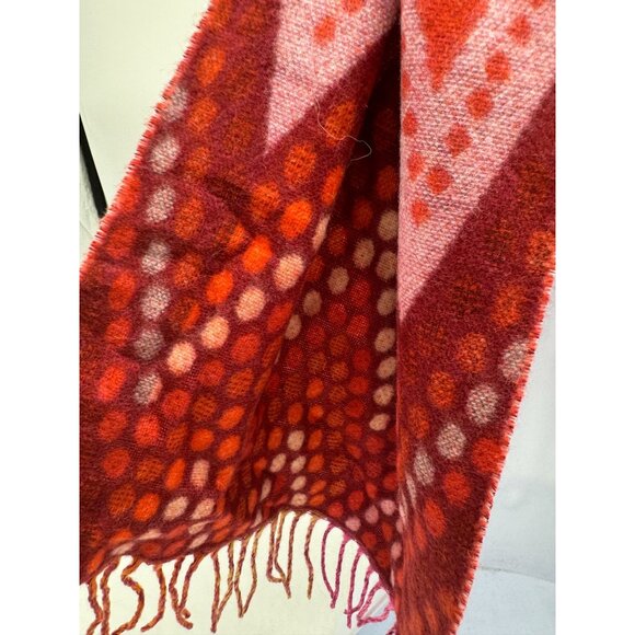 Frass Cashmink Womens Polka Dot Chevron Scarf One Size Red Orange Fringe Hem Y2K - Picture 3 of 9